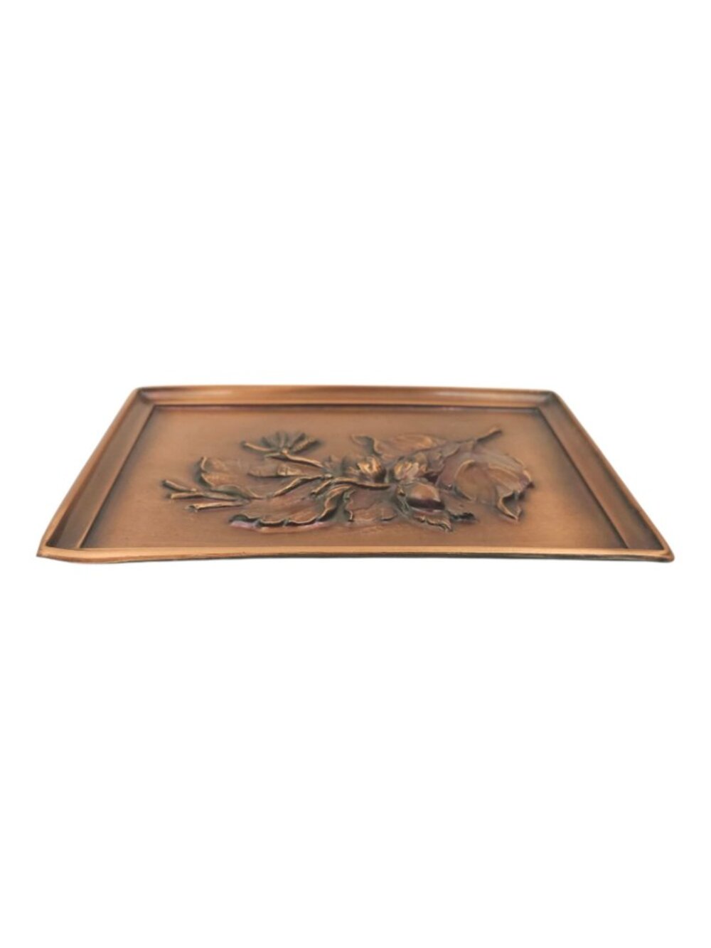 Albert Gilles Leaf Acorn Copper Wall Plaque Embossed Repousse Vintage Hanging - Picture 5 of 13